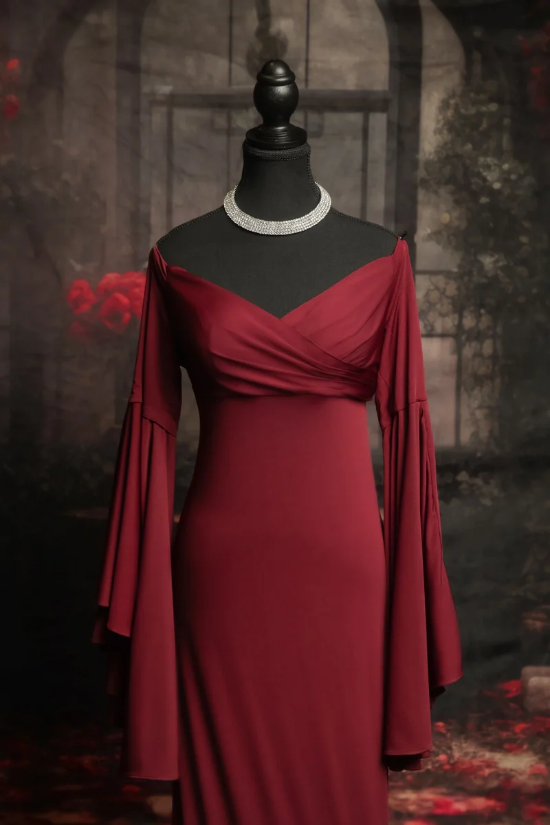 Kate Satin Manches longues Élégant Robe de Grossesse pour Séance Photo – Image 5
